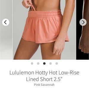 Pink Savannah Lululemon Hotty Hot Shorts Low Rise 2.5”